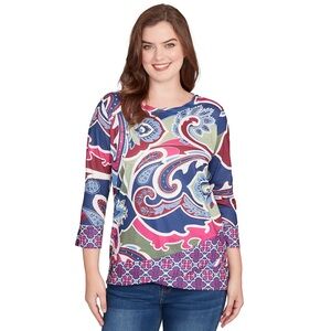 Ruby Rd. Multicolor Paisley Long Sleeve Top